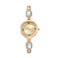 Montre à quartz dorée pour femme avec bracelet strass et pierres d'opale sur le cadran - Doré