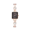 Orologio al quarzo vintage in oro rosa con cristalli colorati e quadrante rettangolare nero - Nero