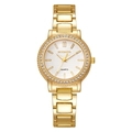 Détail de la montre dorée MODAIYA avec lunette diamantée et cadran texturé blanc - Couleur 6
