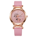 Orologio da donna al quarzo con cinturino in pelle rosa e cassa in oro rosa - Rosa