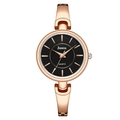 Orologio al quarzo minimalista da donna con cinturino a maglia oro rosa e quadrante nero - Oro Rosa Quadrante Nero