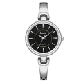 Orologio minimalista in acciaio argento da donna con quadrante nero e cinturino ad anelli - Quadrante Nero Argento