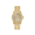 Orologio da donna di lusso in oro con strass completi e quadrante con numeri romani - Oro