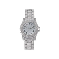 Orologio di lusso da donna in argento con cristalli di diamante e quadrante romano - Argento