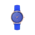 Orologio al quarzo minimalista con cinturino in silicone blu e cassa oro rosa - Blu