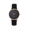 Orologio al quarzo minimalista con cinturino in silicone nero e cassa in oro rosa - Nero