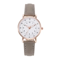 Minimalist quartz watch with rose gold case, white dial and grey suede leather strap - Gray