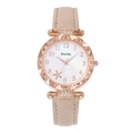 Women's Inschic quartz watch with rose gold starfish bezel and beige suede leather strap - Khaki