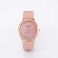 Pink fashion quartz watch with rose gold case and glitter dial for women - Pink