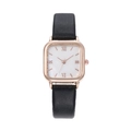 Elegante orologio da donna vintage al quarzo con cinturino in pelle nera e quadrante in marmo - Nero
