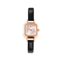 Orologio quadrato elegante in oro rosa con quadrante sunray e cinturino nero lucido - Nero