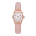 Vintage tonneau quartz watch for women with pink leather strap and rose gold case - Pink
