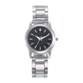 Silver stainless steel quartz watch with black textured dial and metal link bracelet - Silver Black
