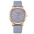 Slim rose gold quartz watch with purple frosted dial and matching faux leather strap - Light Blue