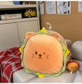 Detail of cute burger cat plush backpack showing soft fabric and mini burger charm - Large With Pendant