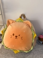 Cartoon cat sandwich style backpack with cute feline face and layered bread design - Small Without Pendant