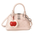 Lichtroze polkadotas met rode appel pluche hanger voor dagelijks crossbody gebruik - Groot / Roze