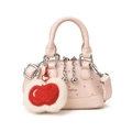 Mini sac à main rose à pois pour filles avec pendentif en peluche pomme rouge - Petit / Rose