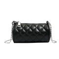 Classic black cylindrical mini bag with quilted stitching and silver chain strap - Black