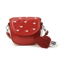 Mini bolso bandolera rojo con bordado de corazón blanco y colgante de felpa a juego - Rojo