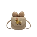 Mini bolso bandolera caqui para niñas con lazo grande y bordado de poni animado - Caqui