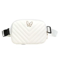 White quilted children's waist bag with butterfly detail and adjustable strap - White