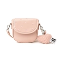 Mini bolso bandolera rosa claro con bordado de corazón y colgante de felpa suave - Rosa