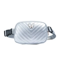 Silver quilted metallic mini waist bag with white enamel butterfly for kids - Silver