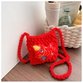 Sac bandoulière enfant au crochet rouge fait main avec applique de poisson mignon - Poisson Rouge