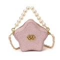 Sparkly pink star-shaped mini handbag with pearl handle and golden chain strap - Pink