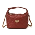 Mini sac à bandoulière matelassé rouge pour enfants avec anneaux dorés et bandoulière - Rouge