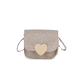 Mini heart crossbody bag for girls in shimmering gold and silver glitter texture - Gold