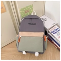 Detalle de la mochila escolar en bloques de color con tela de nailon y bordado de marca - Gris
