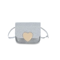 Mini silver glitter heart purse for girls with gold mirror metallic heart buckle - Silver