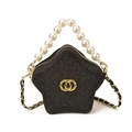 Sparkling star-shaped kids' handbag in black glitter finish with pearl handle - Black