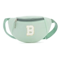 Kids mint green waist bag with varsity letter B patch and adjustable strap - Style B