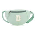 Mint green kids chest bag with letter D embroidery and adjustable strap - Style D