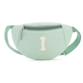 Sac banane enfant en nylon vert menthe ajustable avec écusson lettre I blanche - Style I