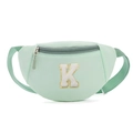 Sac banane enfant vert menthe avec écusson lettre K et sangle nylon ajustable - Style K