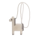Borsa a tracolla in perle intrecciate a forma di cavallo con dettagli in argento e cinturino - Argento Grande