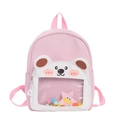 Rosa Kinderrucksack mit Cartoon-Bär und transparentem Fenster für Kindergarten - Rosa