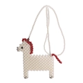 Borsa a tracolla fatta a mano con perle a forma di cavallo e dettagli rossi - Piccolo Rosso