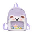 Lavendelfarbener Kindergartenrucksack mit süßem Bärenmotiv und Sichtfenster - Lila