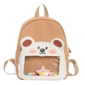 Brauner Bären-Rucksack für Kleinkinder mit transparentem Fenster und Plüschsternen - Khaki