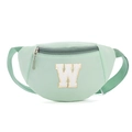 Sac de poitrine enfant vert menthe avec broderie lettre W et sangle réglable - Style W