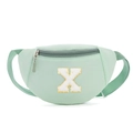 Sac banane enfant vert menthe avec écusson lettre X en chenille et sangle réglable - Style X