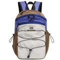 Mochila de senderismo en nailon azul y marrón con cordón elástico de almacenamiento frontal - Azul Mar Profundo