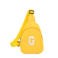 Sac de poitrine jaune pour enfants avec écusson lettre G blanc en tissu pelucheux - Lettre G