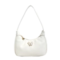 Minimalistische witte PU-lederen hobo tas met vlinderembleem en gouden hartje - Broken Wit