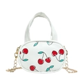 Mini borsa a tracolla bianca per bambini con stampa ciliegia e catena dorata - Bianco Sporco